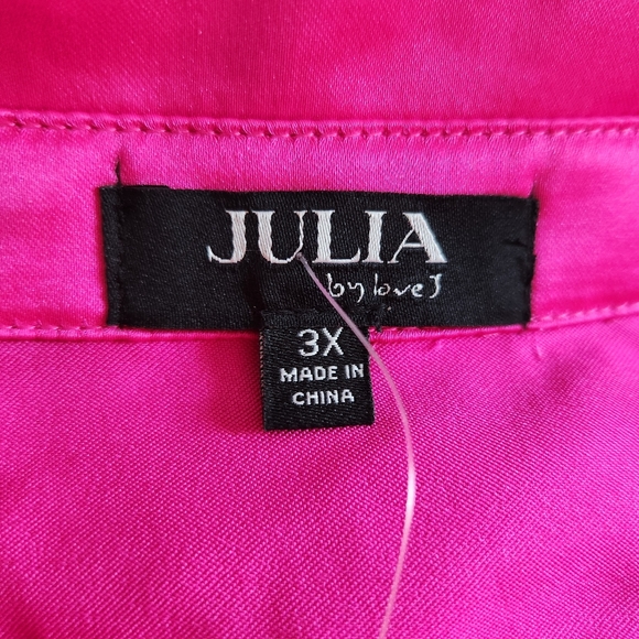 HOT PINK ☆ BOXY STYLE ☆ SATIN ☆ SHORT SLEEVE TOP ☆ NWT - Picture 7 of 9